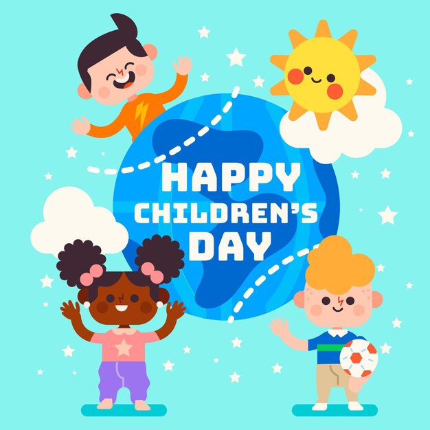 Flat design world childrens day