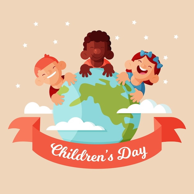 Free vector flat design world childrens day