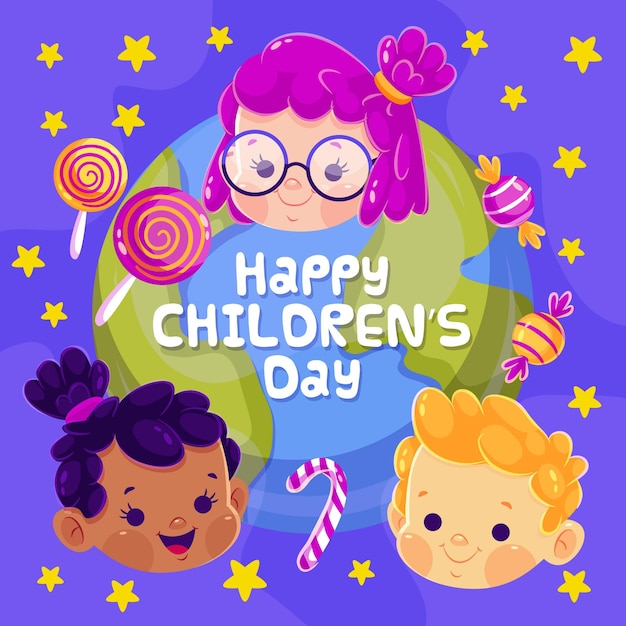 Free vector flat design world childrens day