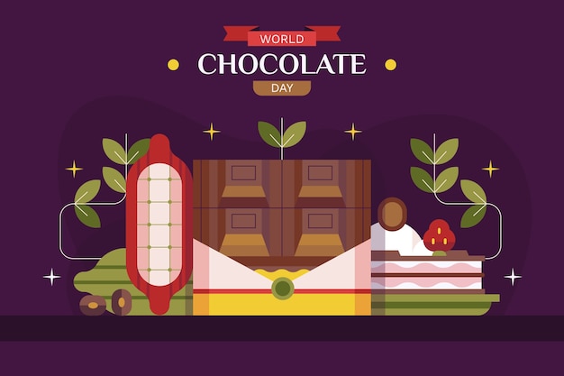 Free vector flat design world chocolate day tablet background