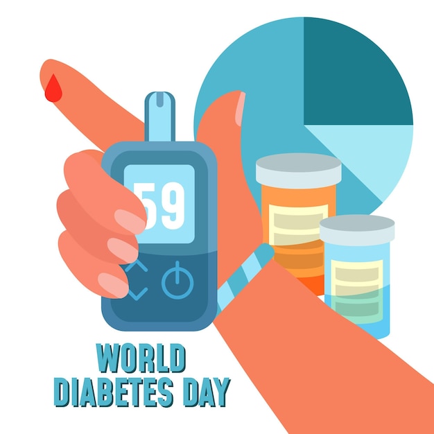 평면 디자인 세계 당뇨병의 날 개념