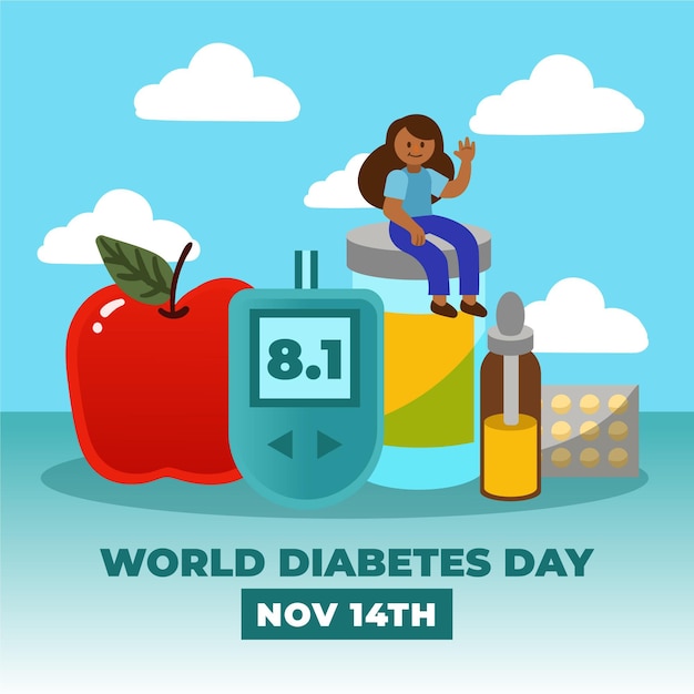 Flat design world diabetes day concept