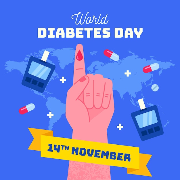 Flat Design World Diabetes Day: Free Vector Templates for Download