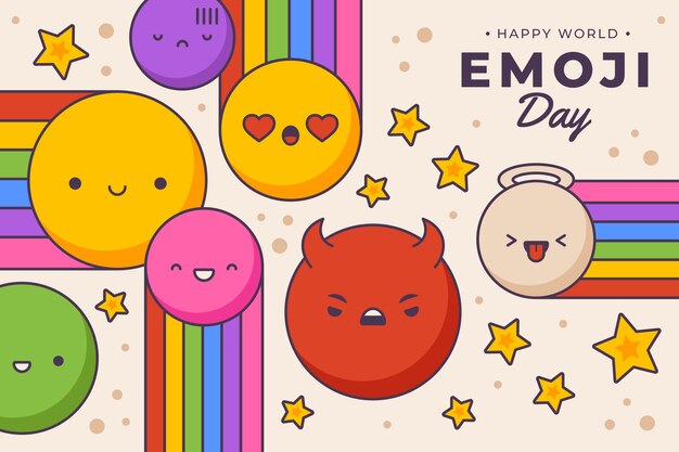 Flat design world emoji day background