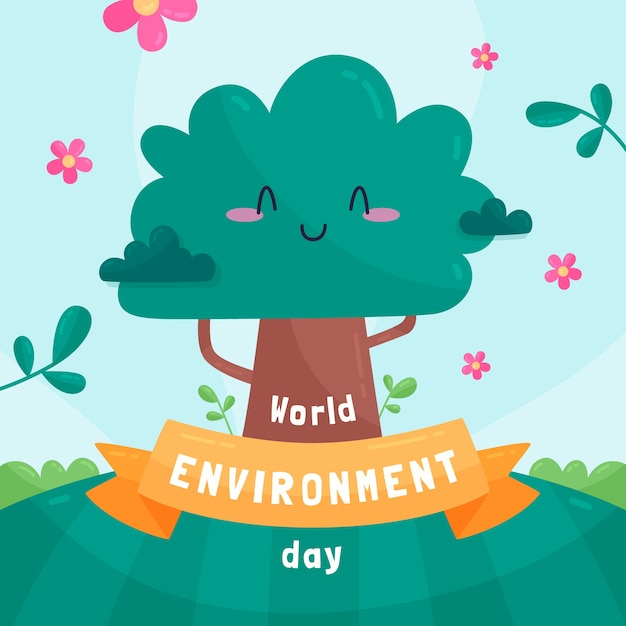 Flat design world environment day concept