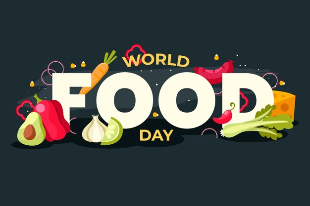 フラットデザインの世界食料デーを祝う