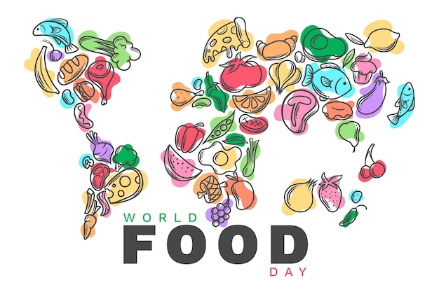평면 디자인 세계 음식의 날 개념