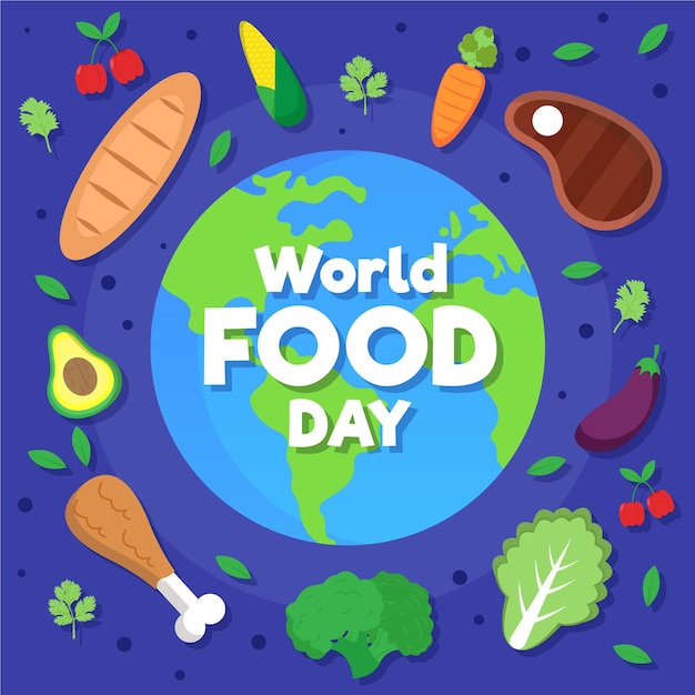 フラットなデザインの世界食の日のコンセプト
