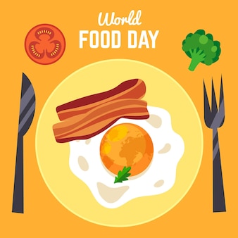 Flat design world food day concept