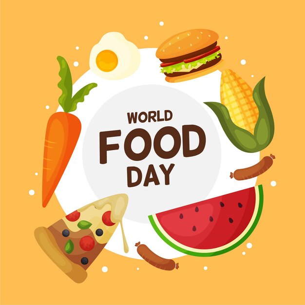 Flat design world food day illustration concept