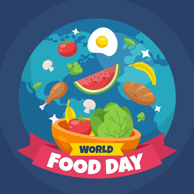 Stile di illustrazione della giornata mondiale dell'alimentazione di design piatto