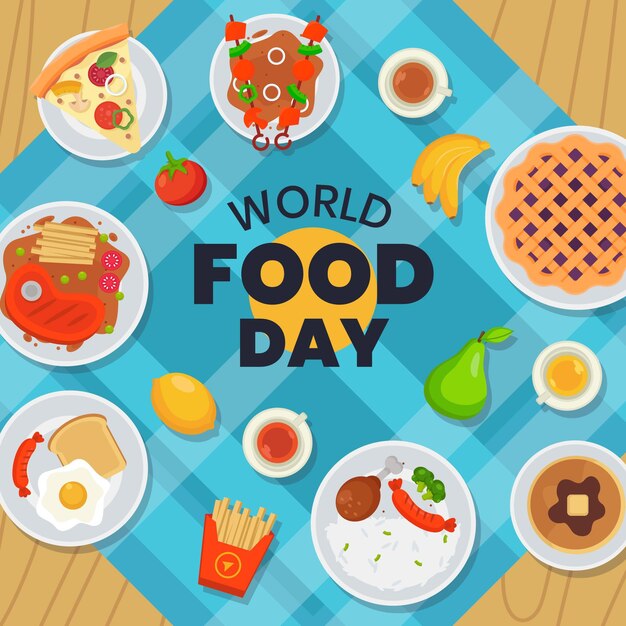 Всемирный день еды в плоском дизайне на салфетке