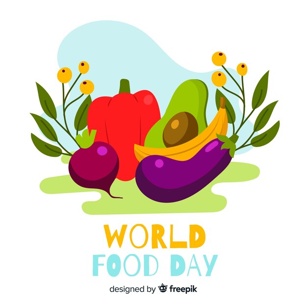 Flat design world food day with aliments