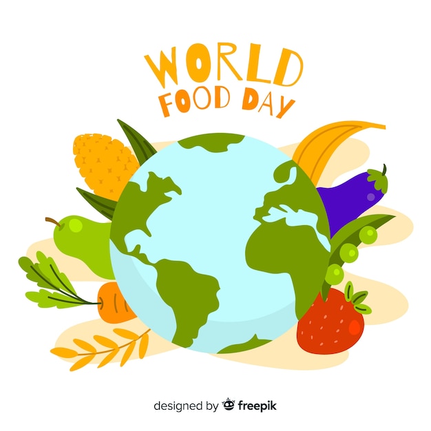 Flat design world food day with eath