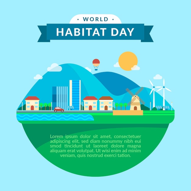 Flat design world habitat day concept