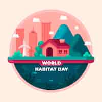 Free vector flat design world habitat day concept