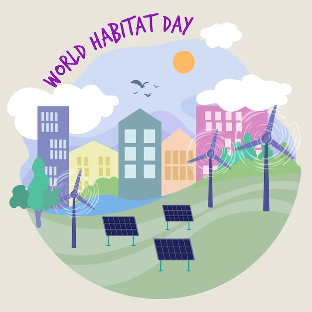 Free vector flat design world habitat day concept