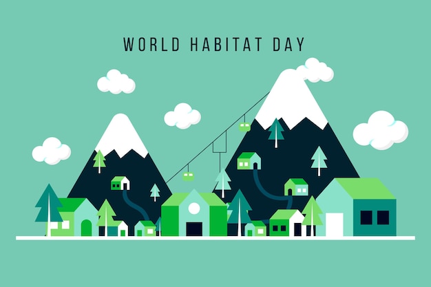 Flat design world habitat day concept