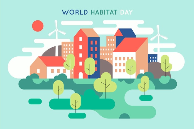 Vettore gratuito giornata mondiale dell'habitat design piatto