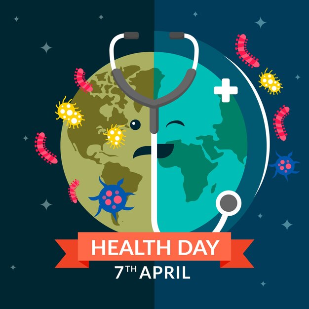 Плоский дизайн Всемирный день здоровья концепция
