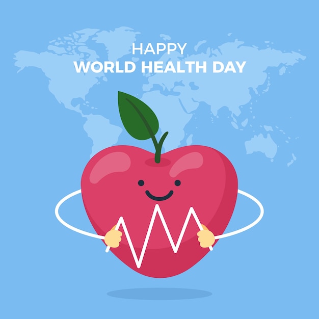 Плоский дизайн всемирный день здоровья здоровое яблоко