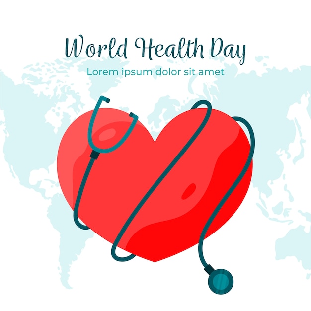 Плоский дизайн Всемирный день здоровья тема