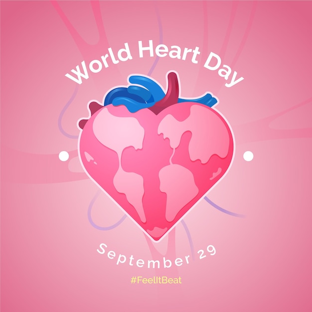 Free vector flat design world heart day concept