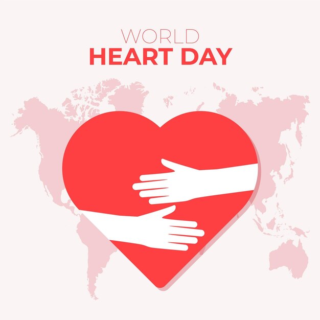 Flat design world heart day concept