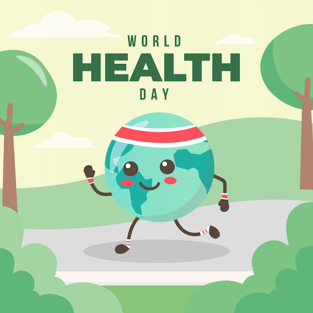 평면 디자인 세계 heathy 날 이벤트 개념