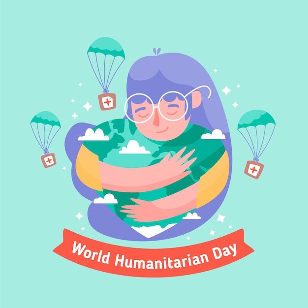 Flat design world humanitarian day concept