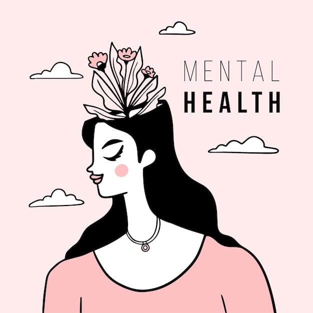 Flat design world mental health day with woman