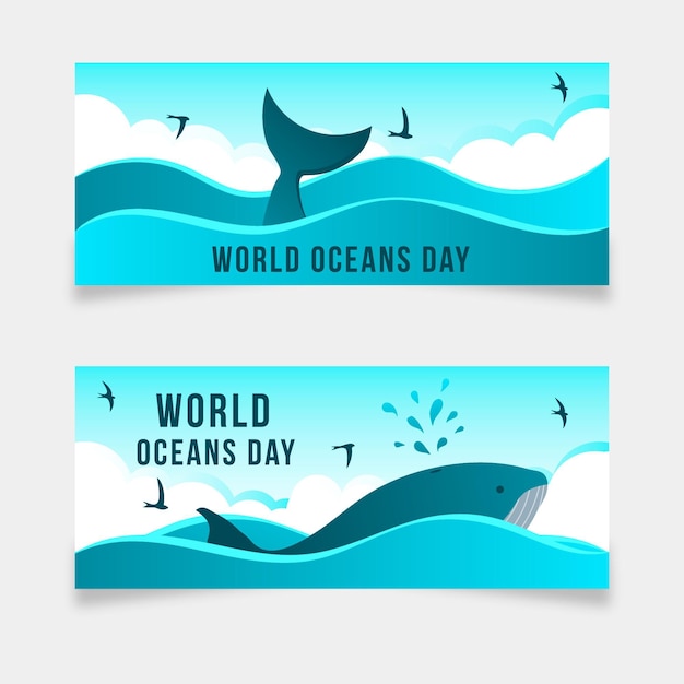 Flat design world oceans day banners