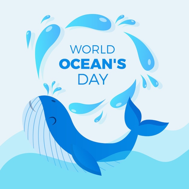 Flat design world oceans day concept