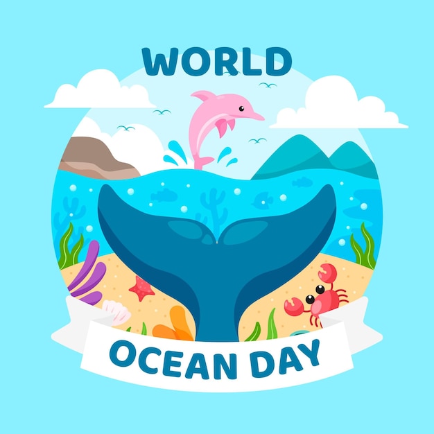 Free vector flat design world oceans day concept