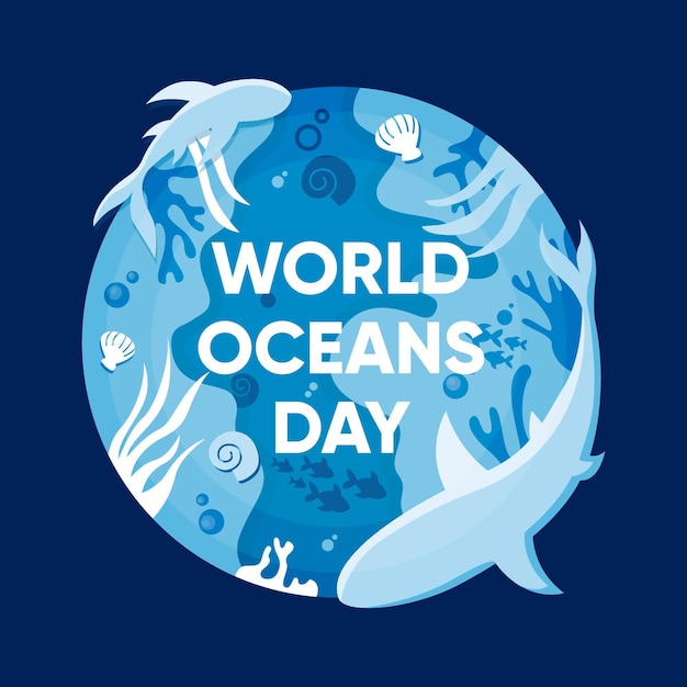 Free vector flat design world oceans day concept