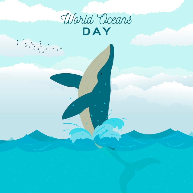 Free vector flat design world oceans day concept