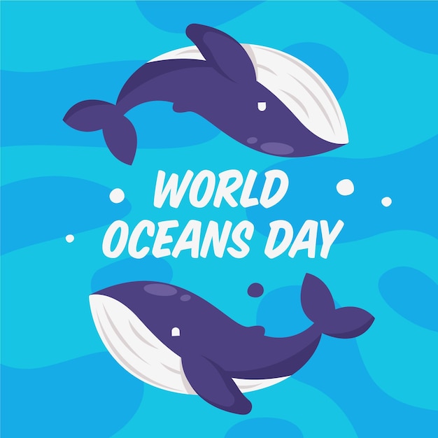 Плоский дизайн Всемирный день океанов проиллюстрирован