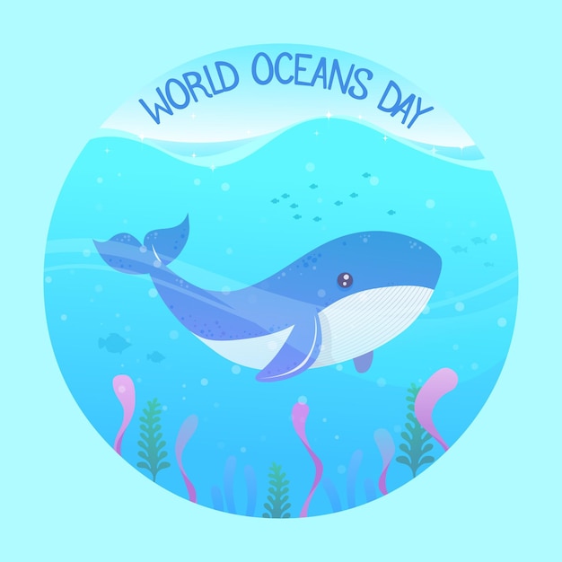 Free vector flat design world oceans day