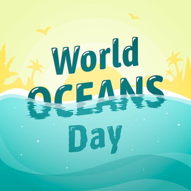 Flat design world oceans day