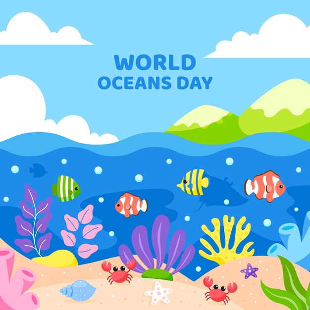 フラットデザインの世界海の日