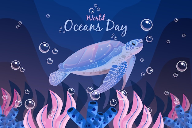 Flat design world oceans day