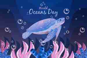 Free vector flat design world oceans day