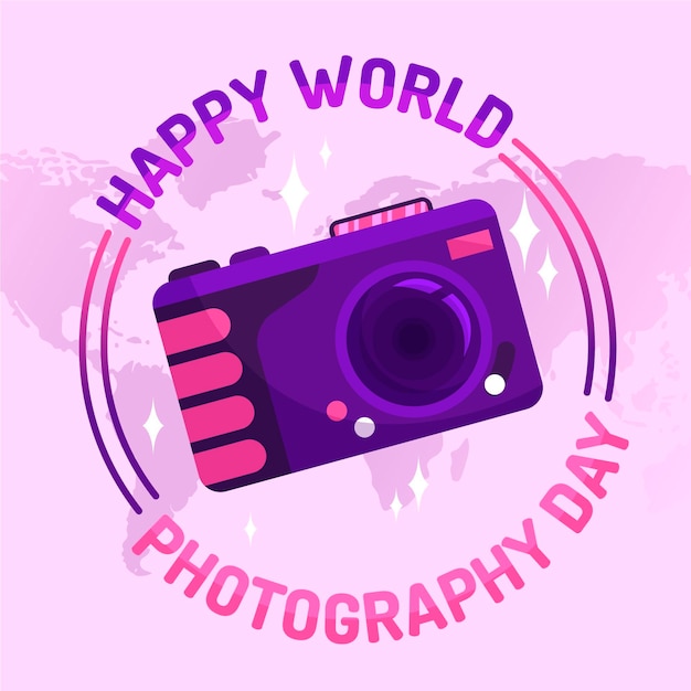 Flat design world photography day concept