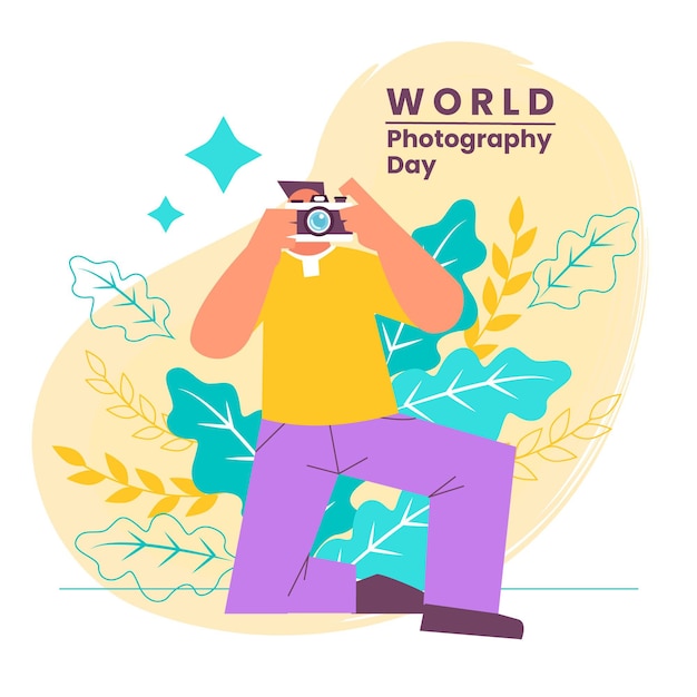 Concetto di giornata mondiale della fotografia design piatto