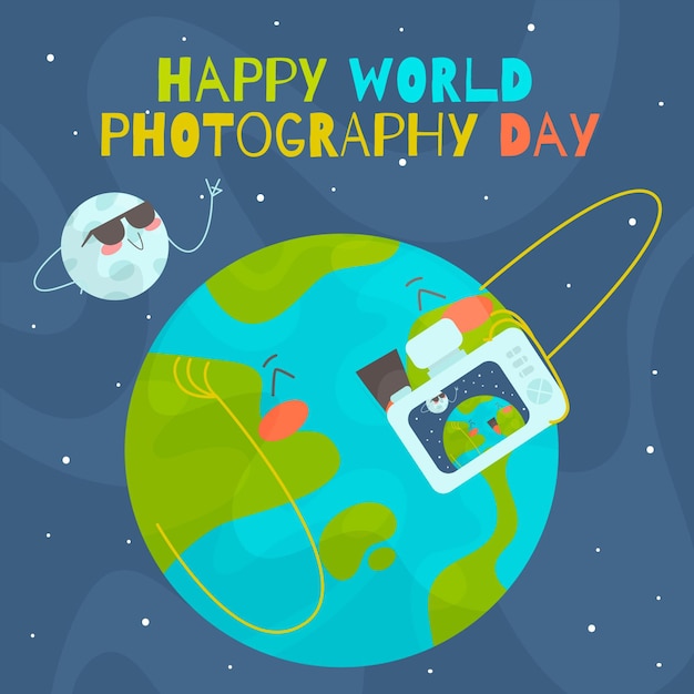 Free vector flat design world photography day concept