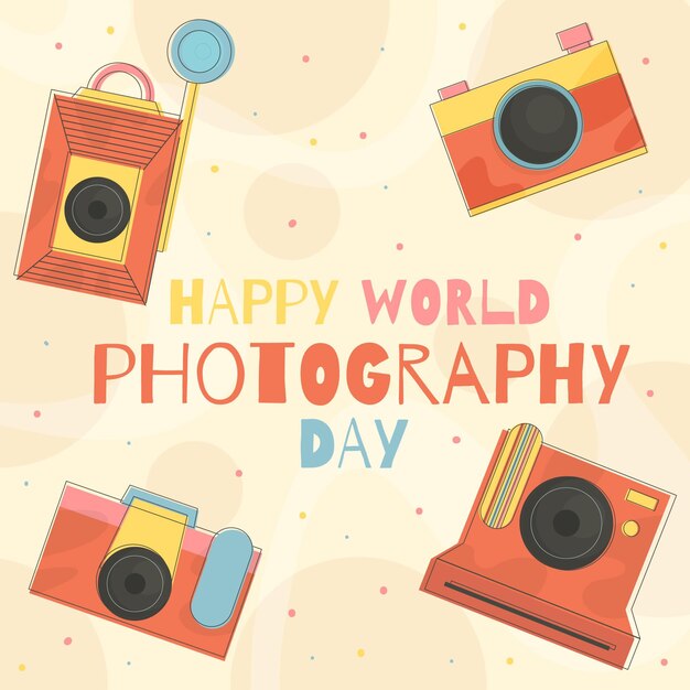 Flat design world photography day concept