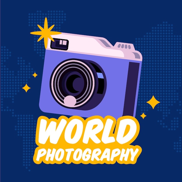 Flat design world photography day concept