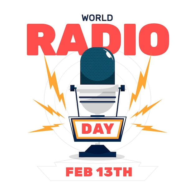 Free vector flat design world radio day background