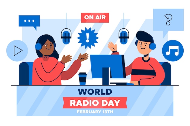 Flat design world radio day