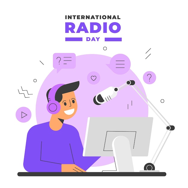 Free vector flat design world radio day